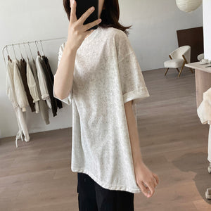 Áo T-shirt ngắn tay cổ tròn form dài - NU10177