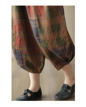 Quần baggy linen alibaba lưng thun in hoa văn trừu tượng - NU8960