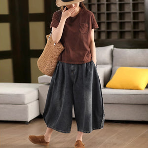Áo T-shirt sát nách cổ tròn một túi nhỏ - A826