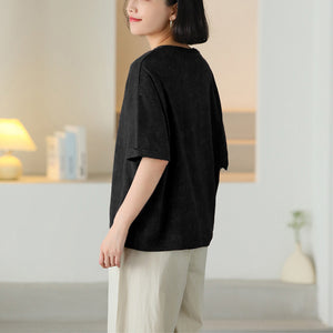 Áo T-shirt ngắn tay cổ tròn in bản nhạc - NU10223