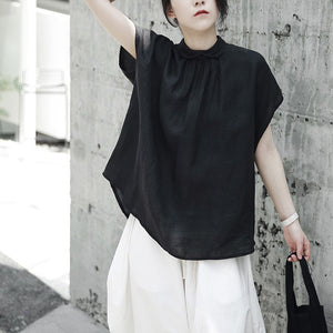 Áo sơ mi linen sát nách vạt mulet khuy cài sau cổ pipi - NU9809