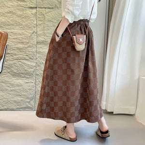 Chân váy kẻ sọc caro bàn cờ lưng thun - NU9717