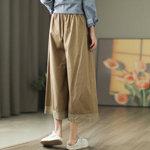 Quần baggy lửng lưng thun dây rút gấu kiểu ren - NU9927