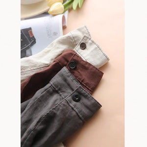 Áo khoác linen dài tay cổ đức hai túi lớn vạt bằng - NU9171