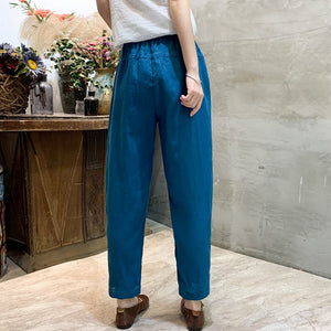 Quần baggy linen lưng thun thêu hoa văn hai túi chéo - NU8708