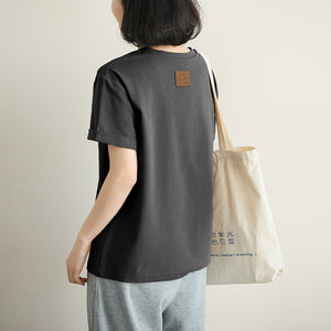 Áo T-shirt ngắn tay cổ tròn form rộng một màu - NU10076