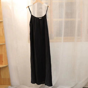 Đầm liền linen hai dây retro form rộng - NU10489