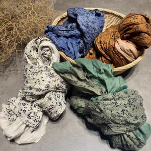 Khăn quàng linen retro in hoa liti một mặt - NU9268