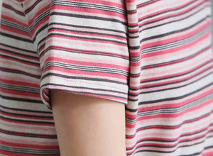 Áo T-shirt ngắn tay cổ tròn kẻ sọc sắc màu - NU10128