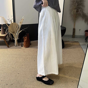 Quần baggy linen lưng thun cạp cao ống rộng - Q103