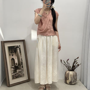 Áo T-shirt linen sát nách cổ V kiểu vạt chéo - NU10293