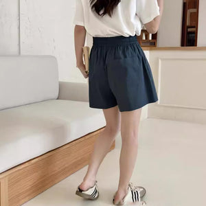 Quần sooc lưng cao thun dây rút đính khuy - NU10375