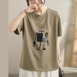 Áo T-shirt ngắn tay cổ tròn in robot - A836