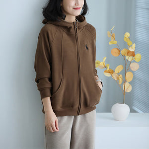 Áo khoác nỉ dài tay có mũ đơn sắc  - NU9380