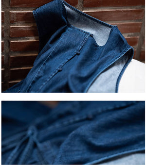 Áo khoác gile denim sát nách khuy tròn - NU10311
