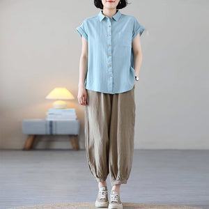 Quần baggy linen lưng thun ống túm xếp ly - NU8901