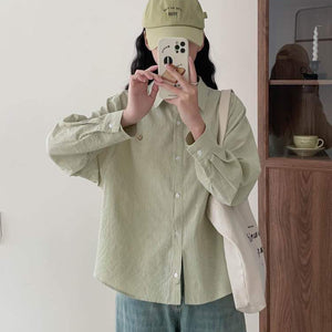 Áo sơ mi linen dài tay cổ đức kẻ sọc form dài - NU9728