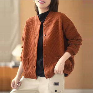Áo khoác bóng chày dài tay cổ tròn kiểu trần trám - NU9236