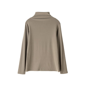 Áo T-shirt dệt kim dài tay cổ đứng đơn sắc - NU9518