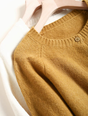 Áo khoác cardigan len dài tay cổ tròn đơn sắc - NU9341
