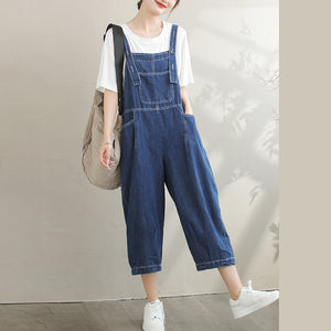Quần baggy yếm denim túi vuông trước ngực - Q035