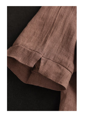Áo T-shirt linen ngắn tay cổ tròn in hình học - NU10262