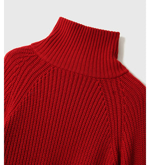 Áo khoác len cashmere dài tay cổ lọ khóa kéo bên hông - NU9535