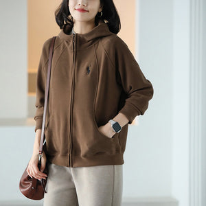 Áo khoác nỉ dài tay có mũ đơn sắc  - NU9380