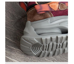 Giày da Sneaker retro sắc màu cột dây để bằng - OD1986