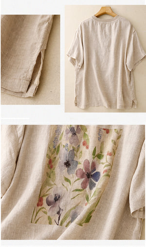 Áo T-shirt linen ngắn tay cổ tròn - A1002