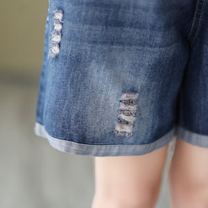 Quần sooc denim lưng thun thêu cô gái bên giỏ hoa - NU9881