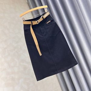 Chân váy retro lưng cao túi chéo kiểu - V049