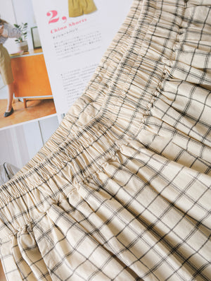 Quần baggy linen lưng thun ống bo chun kẻ caro - NU10265