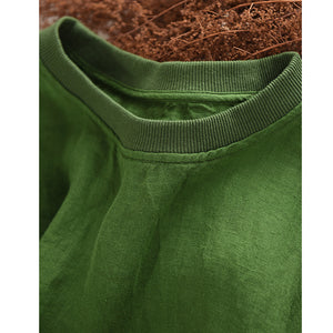 Áo T-shirt linen ngắn tay cổ tròn đơn sắc - A799