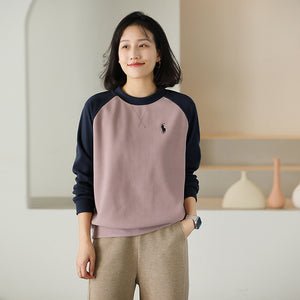 Áo T-shirt nỉ dài tay lệch mạu cổ tròn - NU9422