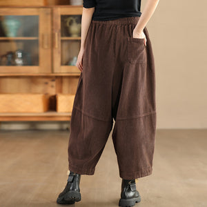 Quần baggy nhung tăm lưng thun dây rút ống rộng - Q071