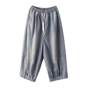 Quần baggy denim lửng lưng thun dây rút hai túi sau - Q242