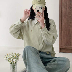 Áo sơ mi linen dài tay cổ đức kẻ sọc form dài - NU9728