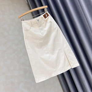 Chân váy retro lưng cao xẻ tà - V046