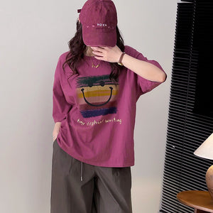 Áo T-shirt ngắn tay cổ tròn in nụ cười sắc màu - NU9947