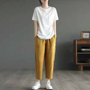 Quần baggy linen lưng thun phối line nổi - NU8723