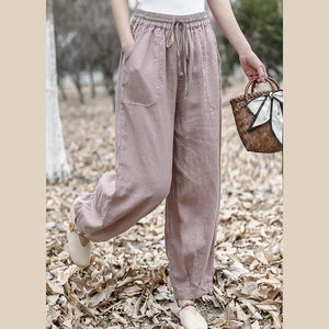Quần baggy linen lưng thun dây rút túi vuông bo gấu - NU9794