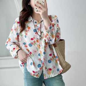 Áo sơ mi linen hoa - A1028