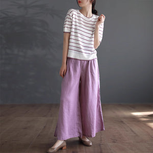 Quần baggy linen lưng cao ống rộng hai túi chéo - NU9068