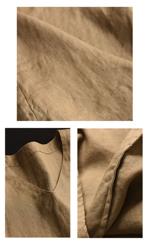 Áo t-shirt linen sát nách cổ V đơn sắc - A862
