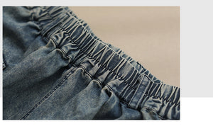 Quần sooc denim lưng thun túi vuông có nắp - NU10309