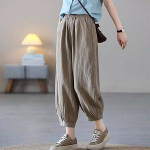 Quần baggy linen lưng thun ống túm xếp ly - NU8901