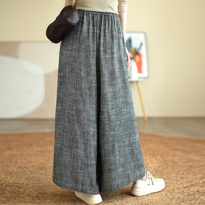Quần baggy linen lưng thun ống rộng hai túi chéo retro - Q217
