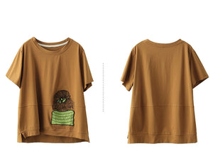 Áo T-shirt ngắn tay cổ tròn in cô gái giấu mặt - NU8833
