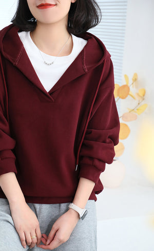 Áo hoodies dài tay kiểu hai lớp  một màu - A578